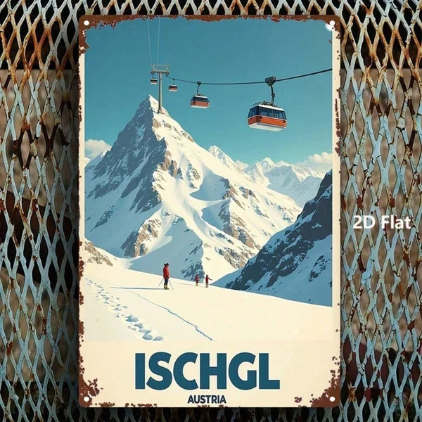 Winter Ski Resort Metal Sign - Ischgl Austria Art Decor