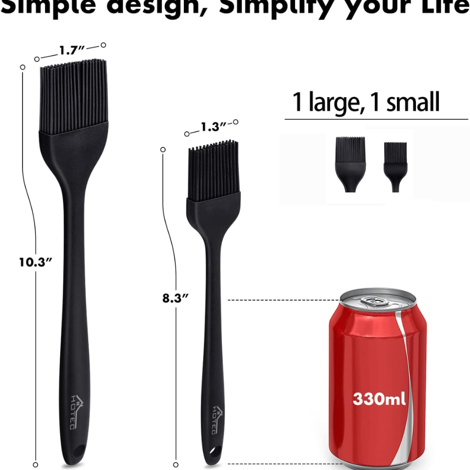 2-Pack Heat-Resistant Silicone Basting Brushes - Black
