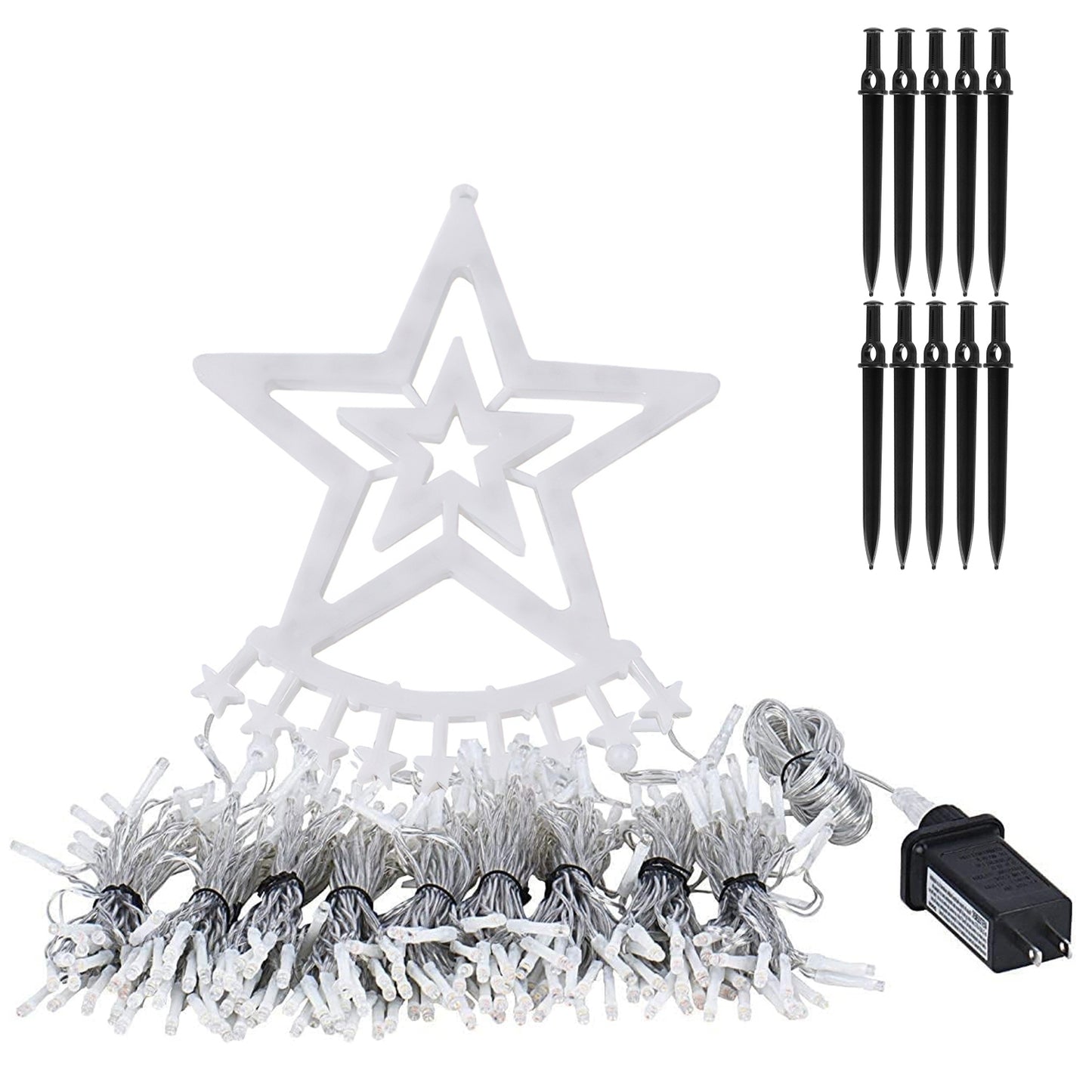 350 LED Christmas Star Waterfall String Lights - Multicolor, 11.48FT