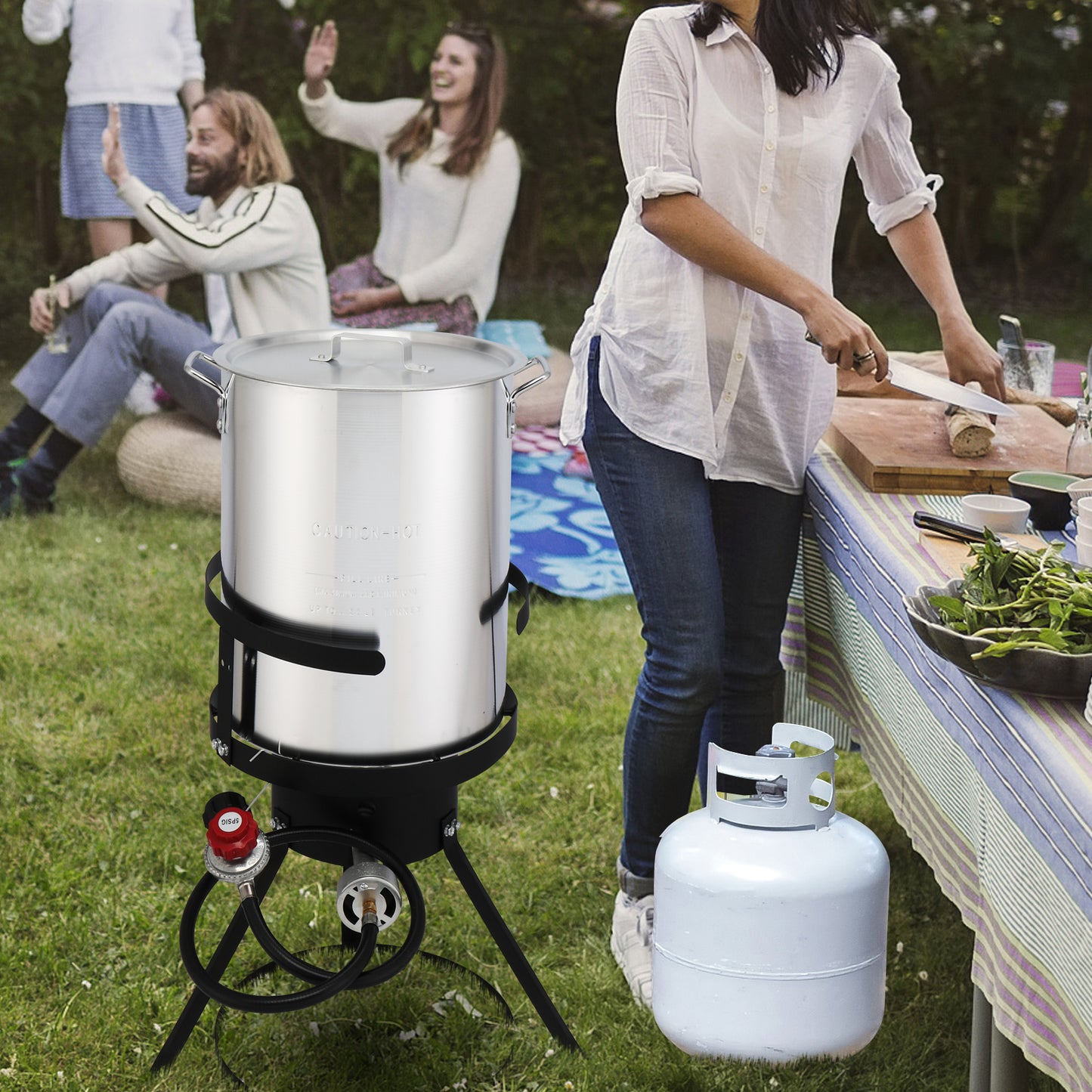 30QT Turkey Fryer & 10QT Fish Pot Set - Outdoor Cooking