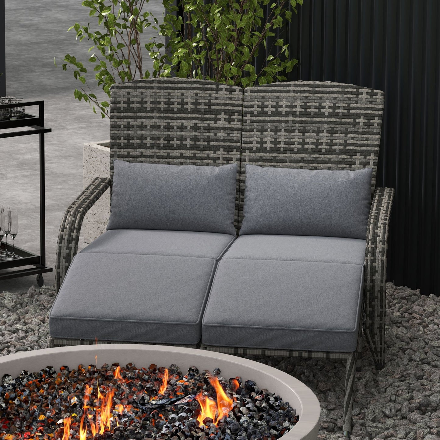 Adirondack Chair for 2 with Cushions & Footrests - Mixed Gray