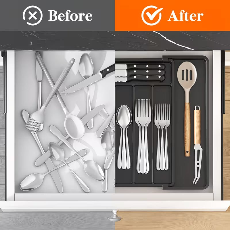 Expandable Utensil Tray - BPA Free Cutlery Organizer