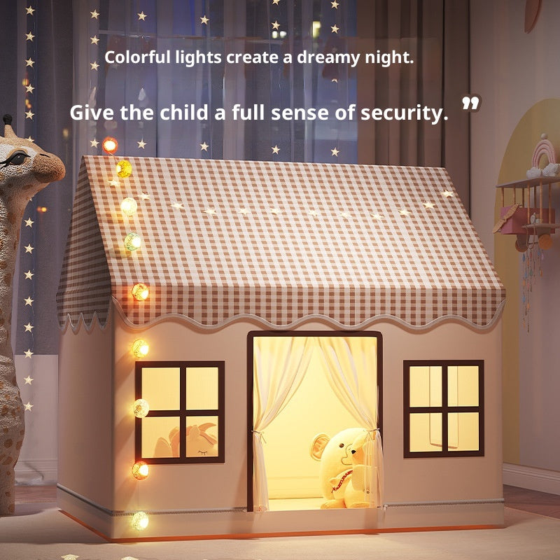 Children's Indoor Princess Tent with Star & Cotton Ball Lamps - Toddler Playhouse for Kids 4-6 Years