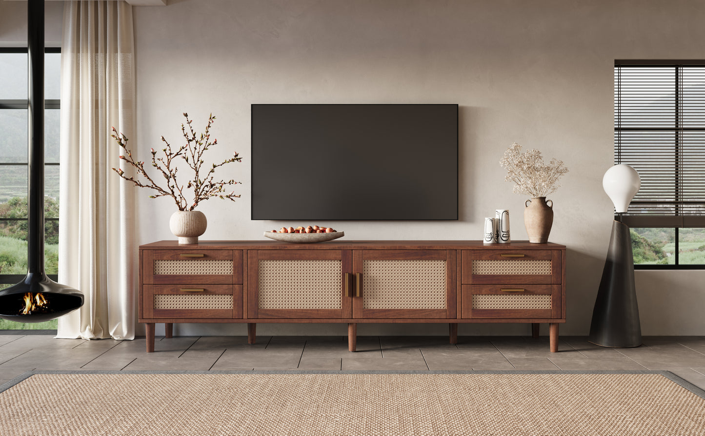 78 Inch TV Stand for 85 Inch TVs - Modern Media Console with 4 Drawers