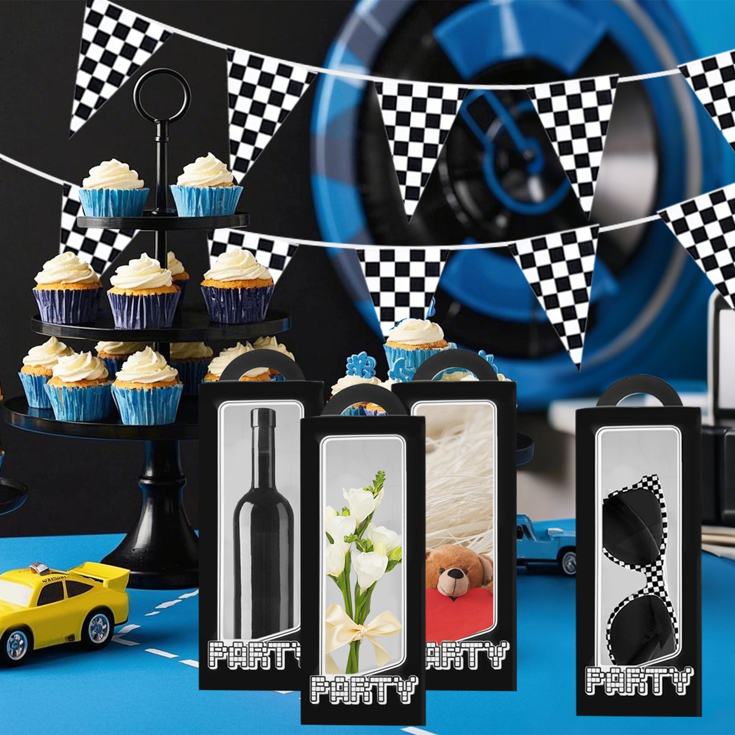 Racecar Party Decoration Set - 48 Pcs with Sunglasses & Gift Boxes