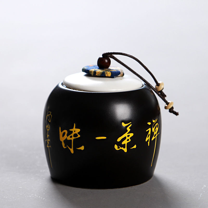 Ceramic Tea Pot Small Airtight Storage Jar - Purple Sand, 10x9cm