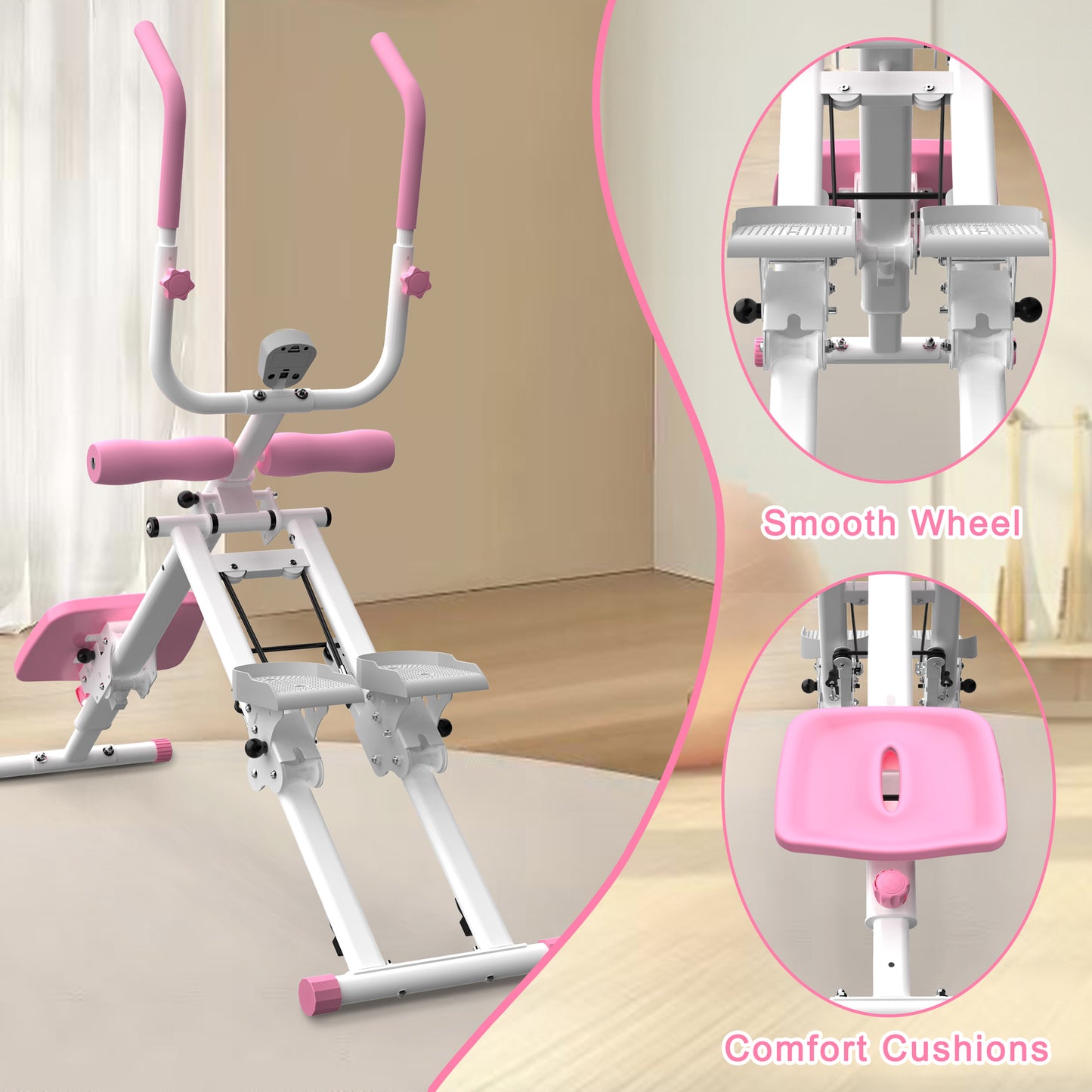 2-In-1 Stair Stepper and Ab Workout Machine - Pink