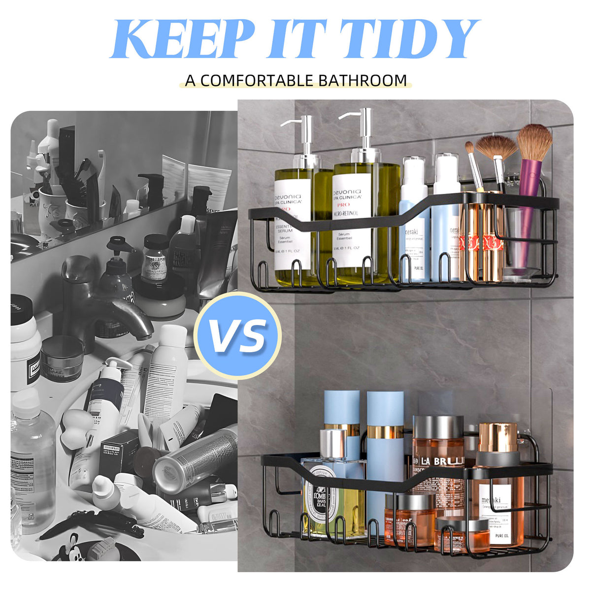 Five-Piece Bathroom Storage Rack Set - Stainless Steel Modern Organizer
