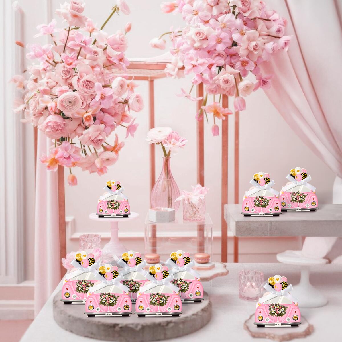 20-Pack Pink Wedding Party Favor Treat Boxes - 10x8x4.5cm