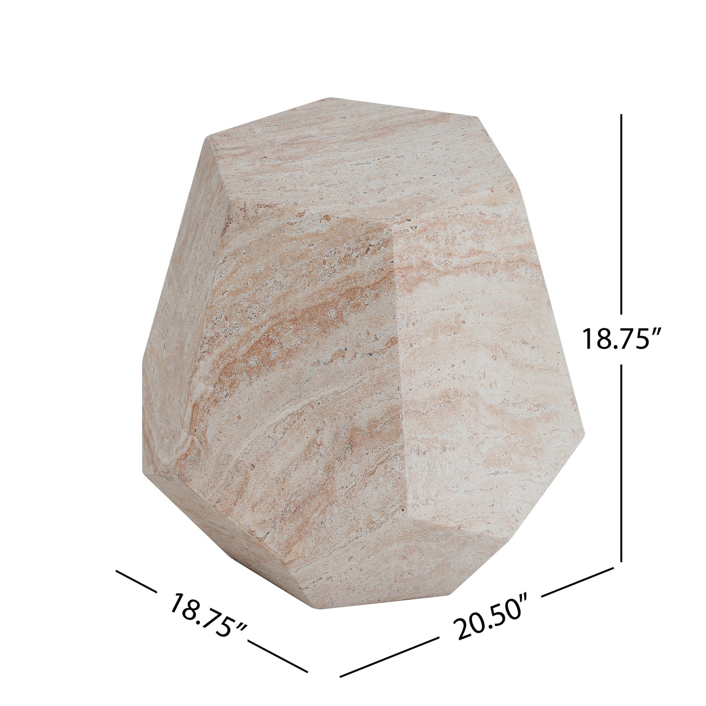 Lightweight Concrete Hexagonal Accent Table - Beige