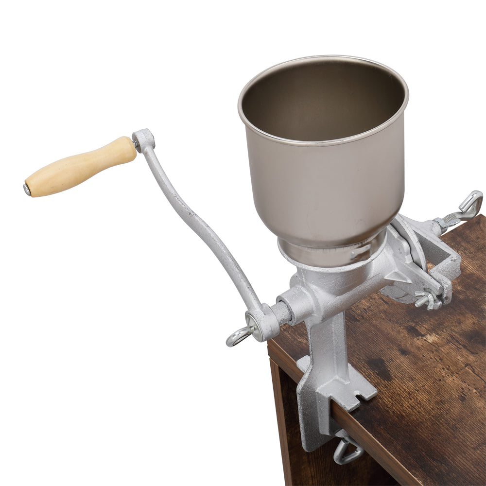 Silver Stainless Steel Hand Grain Grinder for Home Use - Adjustable & Durable