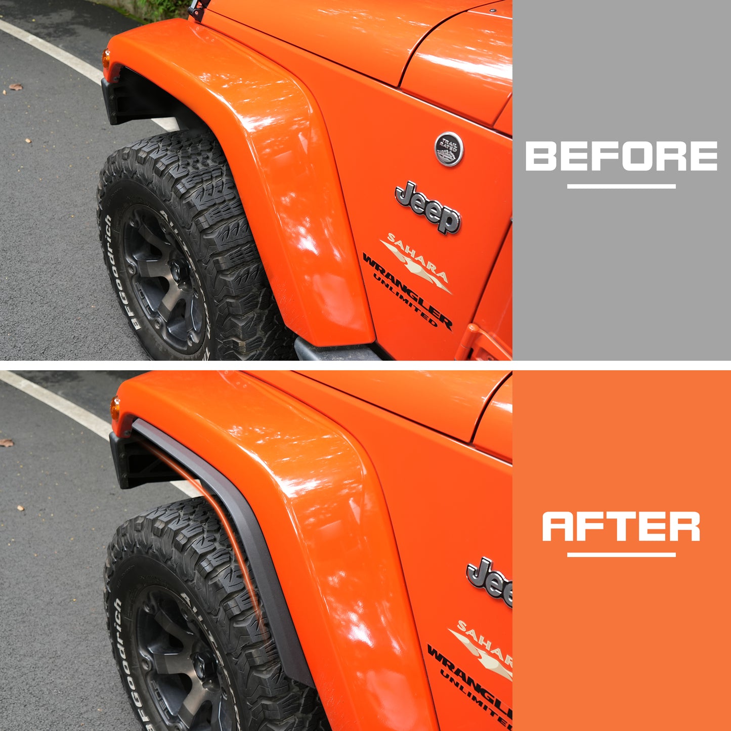 Front & Rear Fender Flares Compatible With 2007-2017 Wrangler JK JKU,