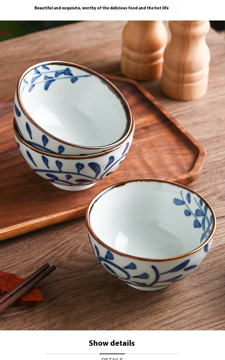 Chinese Style Ceramic Hook Rattan Tableware Set for Kitchen Dining