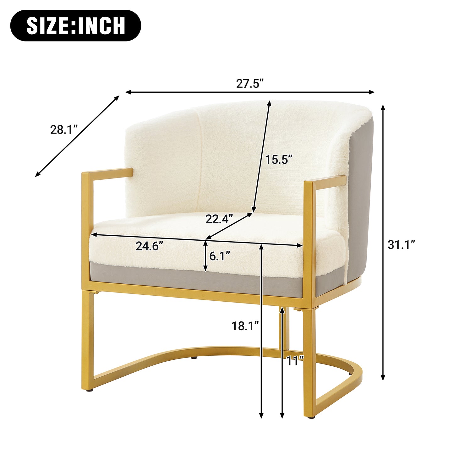Cozy Upholstered Accent Chair with Gold Frame - Beige