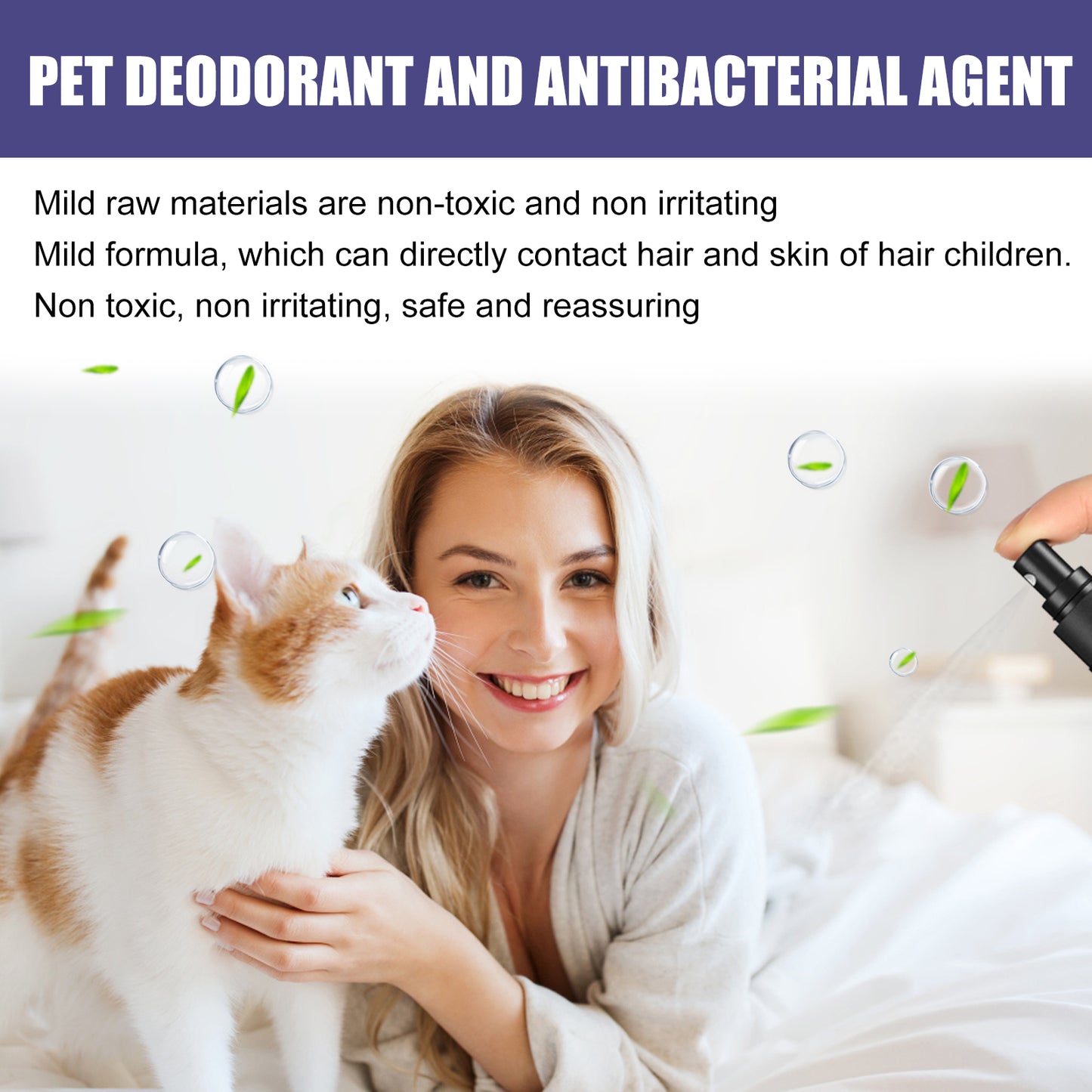 Pet Odor Eliminator Spray with Aloe & Portulaca - Non-Toxic Deodorizer for Dogs, 60ml