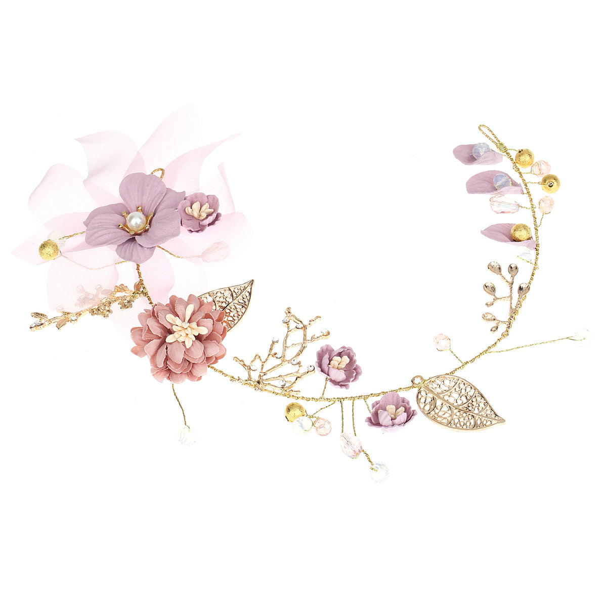 Handmade Gold Leaf Branch Flower Wedding Hair Accessory