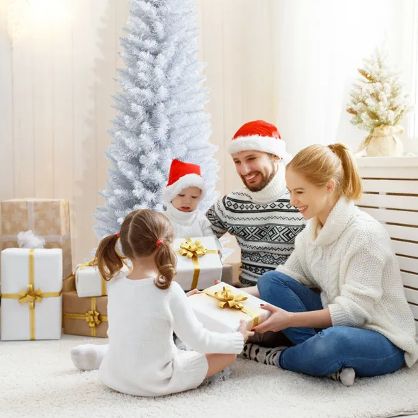 6ft Slim White Unlit Artificial Christmas Tree with Metal Stand