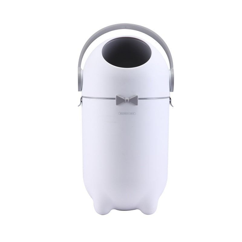 Baby-Sealed Plastic Trash Can - 12L Odor-Proof Baby Waste Bin, White
