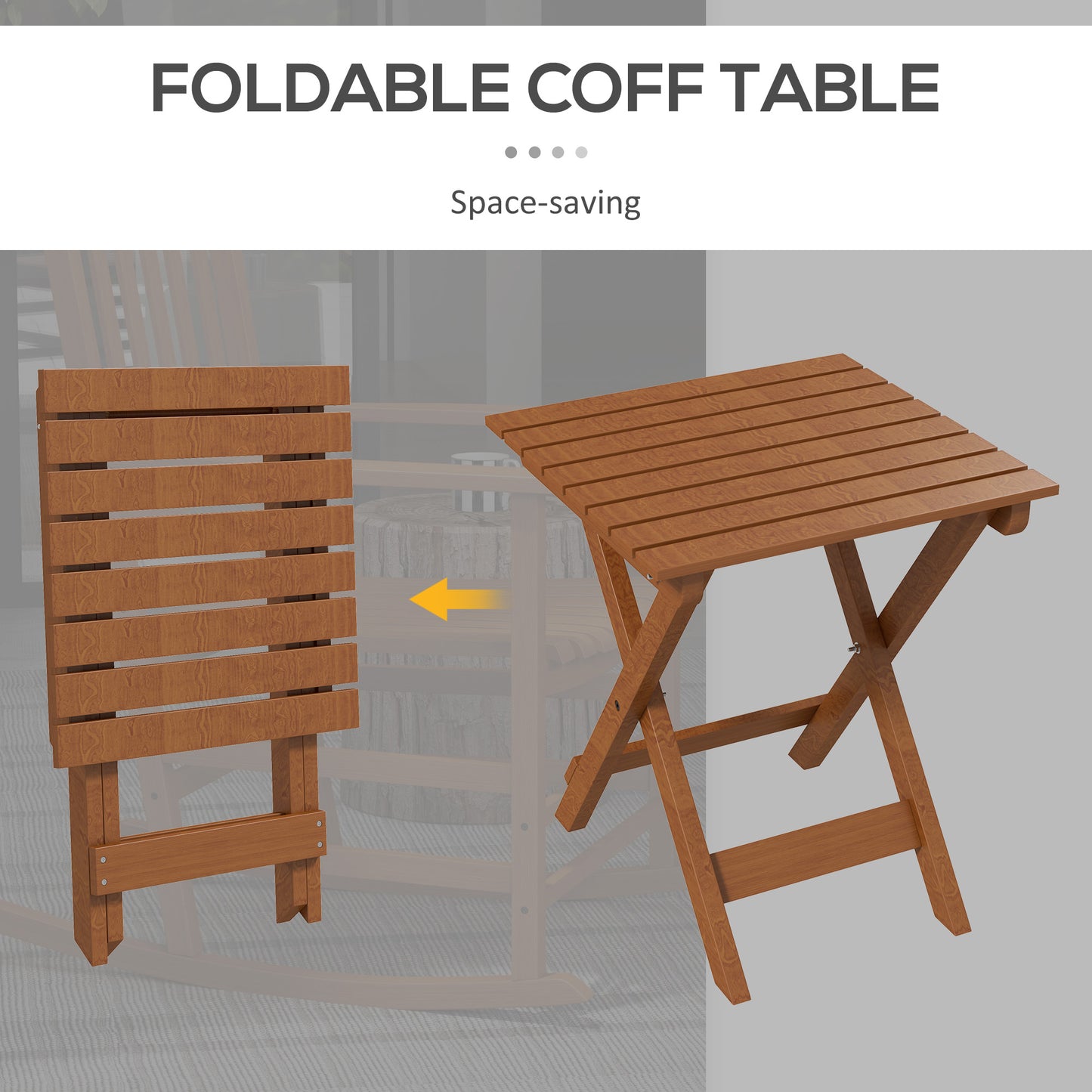 Wooden Rocking Chair Set with Side Table - Teak Finish