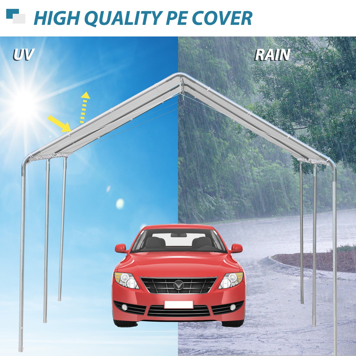 Heavy Duty Carport Canopy 9.6' x 19.5' with Anchor Kit