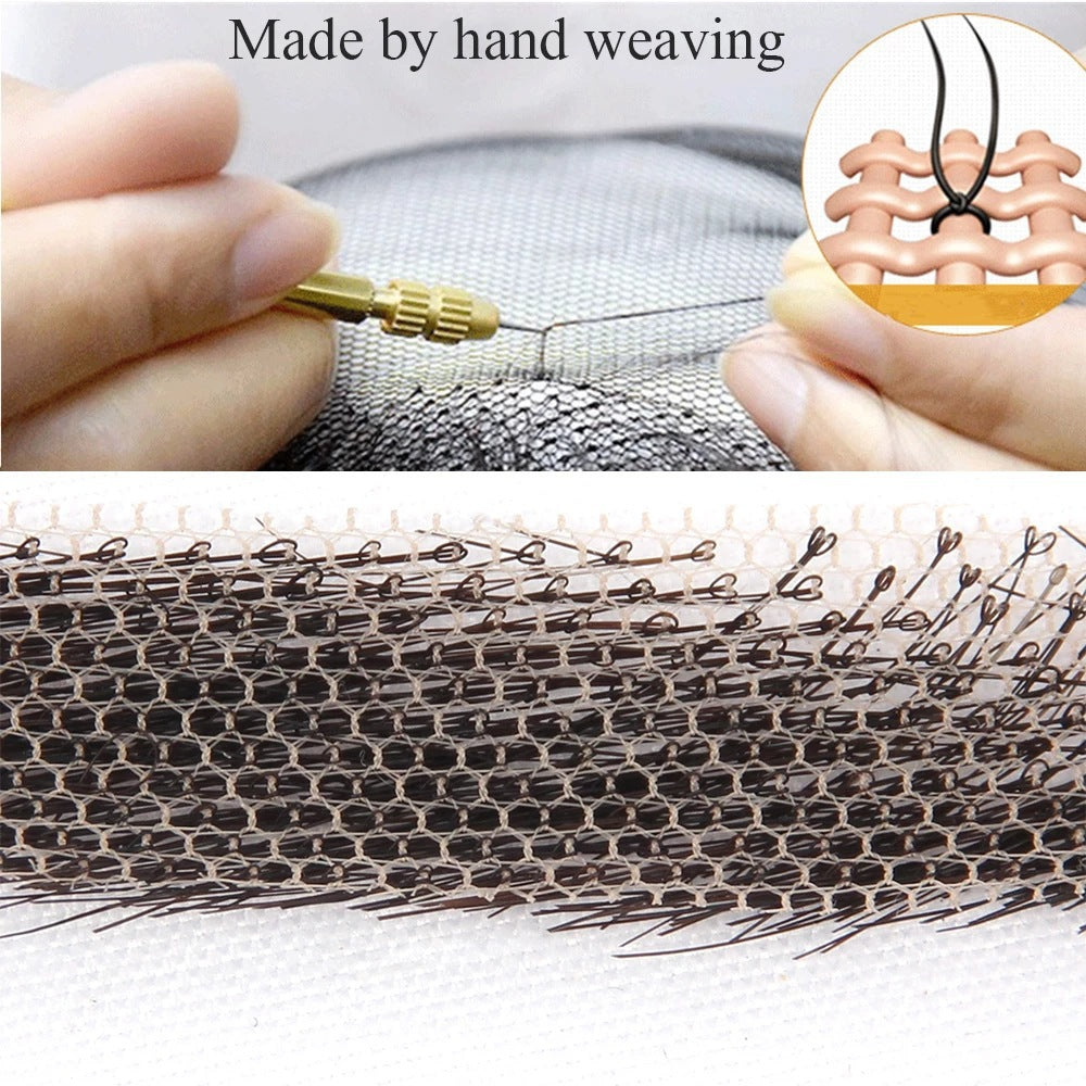 Real Human Hair False Eyebrows Set - Hand-Knotted Lace Wig for Makeup