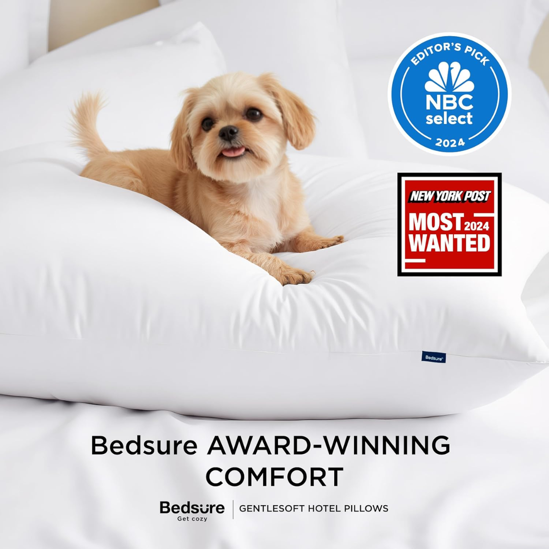 Queen Full Bed Pillow 28x19 Inch Soft Down Filling for Sleepers - White