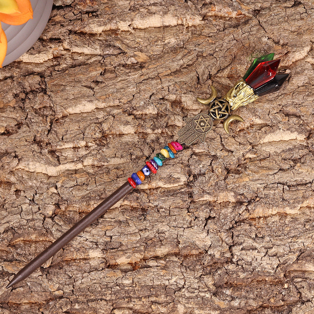 Handmade Wooden Crystal Wings Hair Clip