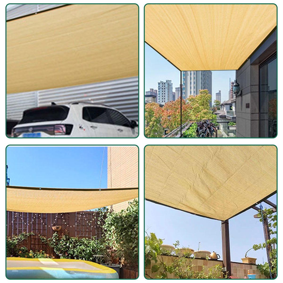 Outdoor Sunshade Net - 3x4 Meters with 4 Hooks