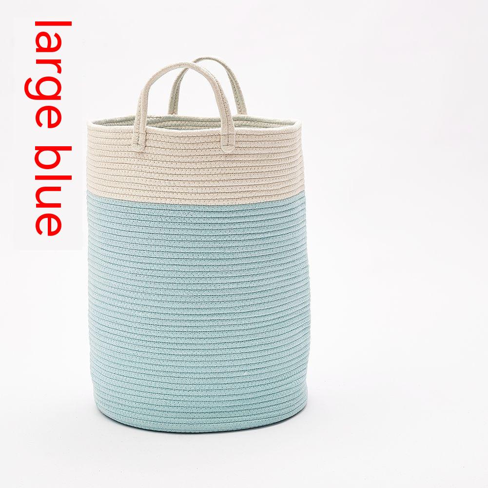 Cotton Braided Storage Basket with Fuzzy Ball Hanging Drop - Multi-Color Home Organizer