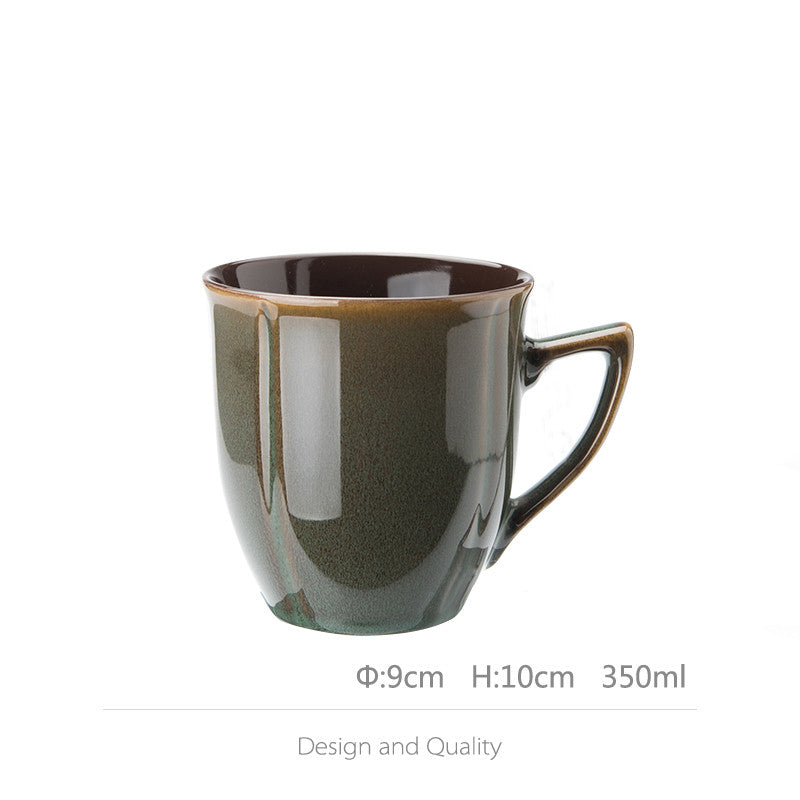 Large Capacity Ceramic Cup with Lid and Spoon - Retro Kitchen Accessory