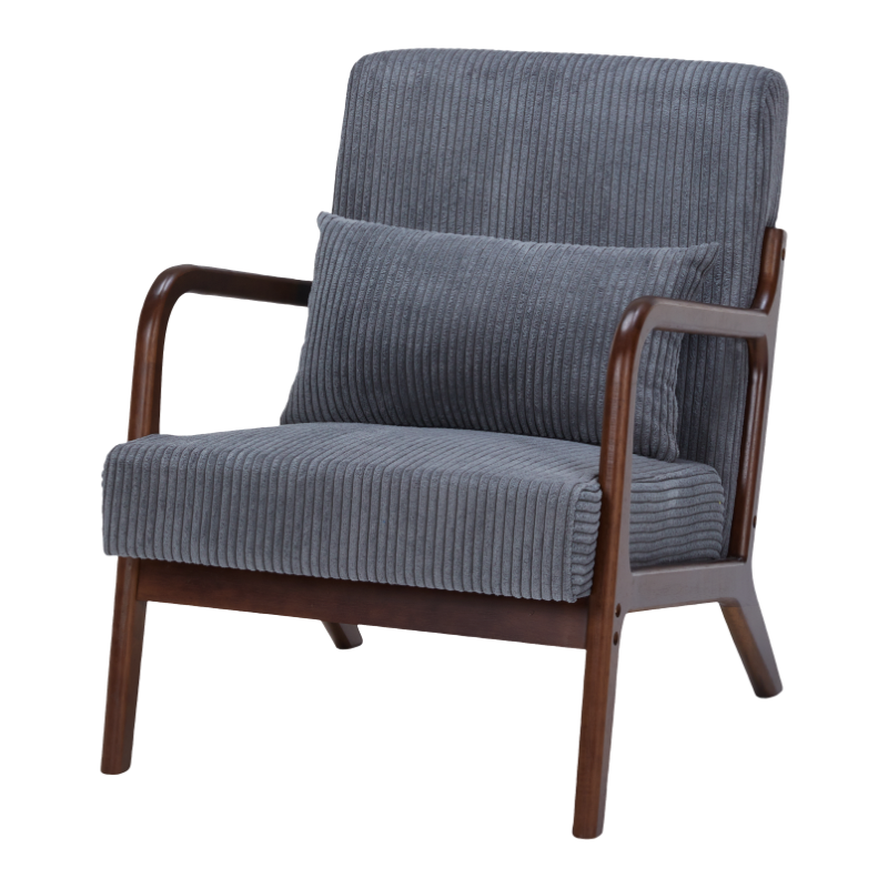 Mid-Century Modern Accent Chair - Antique Dark Grey Upholstered Armchair