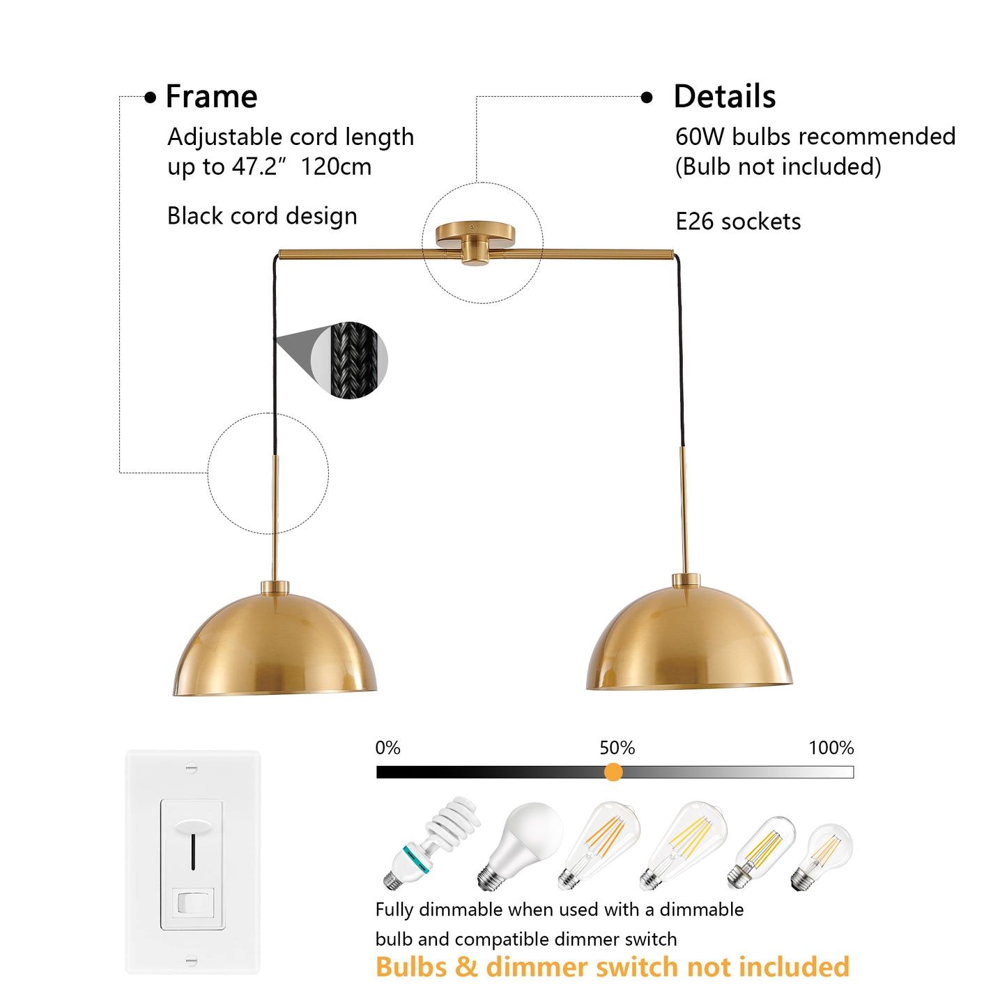 Industrial Modern Double Pendant Light - Adjustable Ceiling Lamp