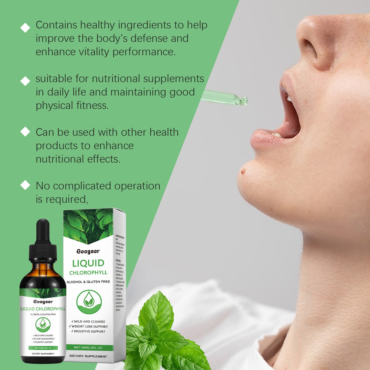 Liquid Chlorophyll Dietary Supplement - Natural Body Health Support