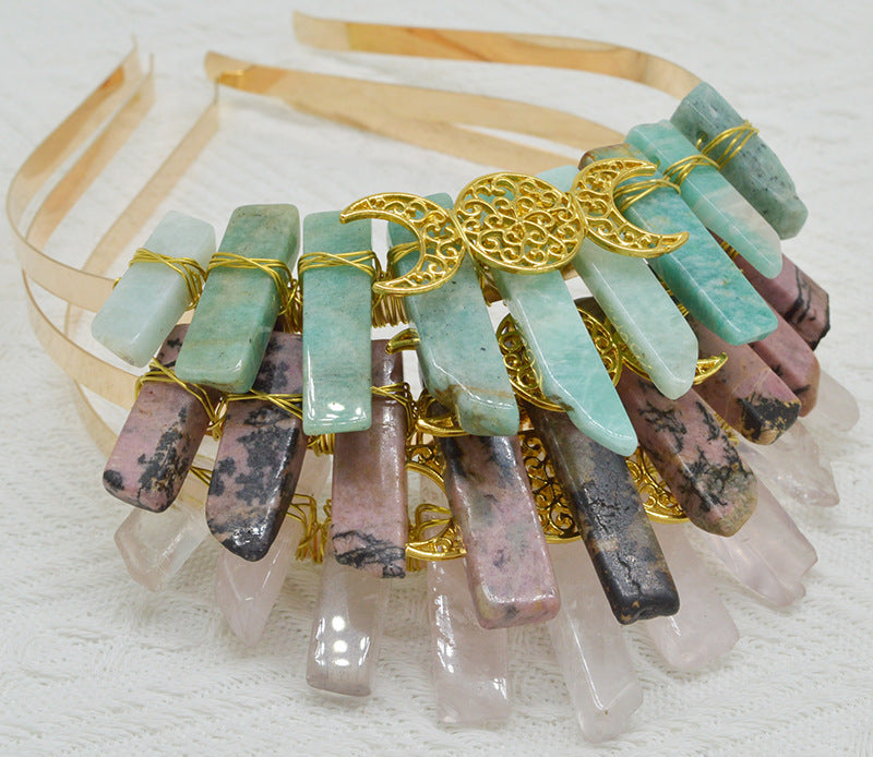 Natural Crystal Moon Headband Unisex Hair Accessory for Beauty & Hair Styling