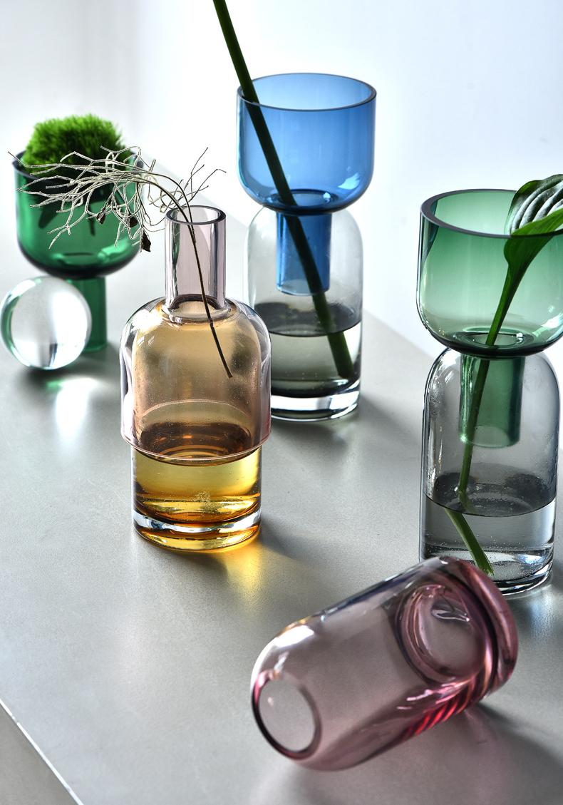 Stained Glass Flower Vase with Funnel Torus Light - Luxury Home Decor