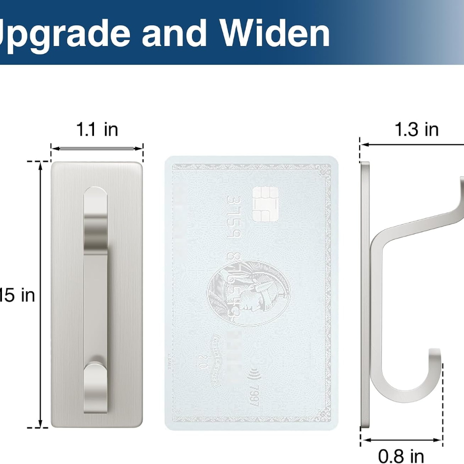 Brushed Nickel Wall Hooks - Heavy-Duty Adhesive Door Hangers