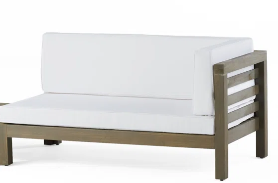 Oana Right Corner Bench and Coffee Table Set - White Acacia Wood