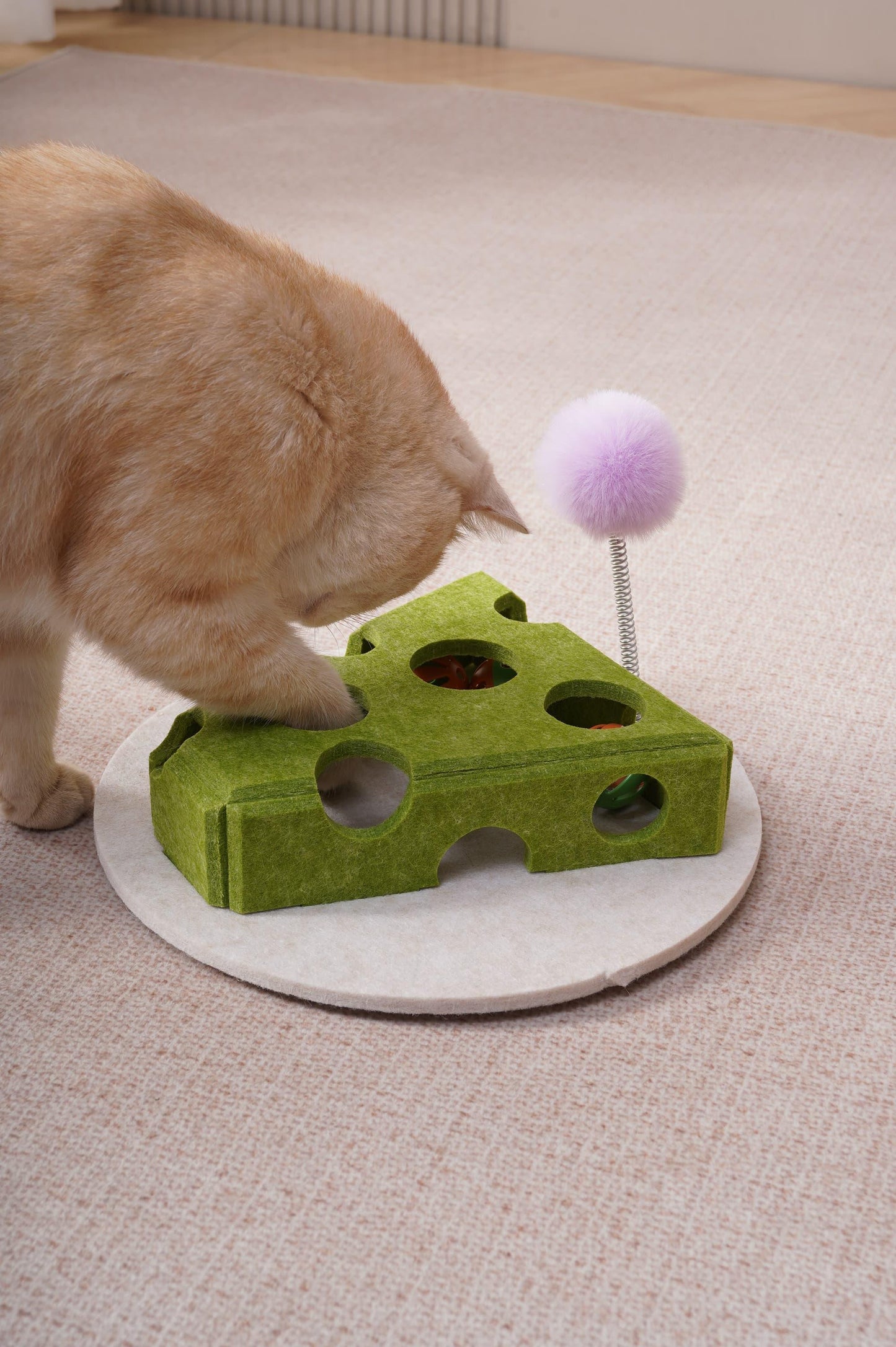 Cat Puzzle Toy with Balls and Spring Teaser | Interactive Indoor Cat Toy with Suction Cup Base