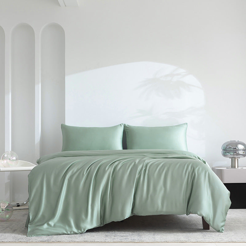 Lyocell Bed Sheet Set with Fitted Sheets and Quilt Cover - Light Luxury Bedding