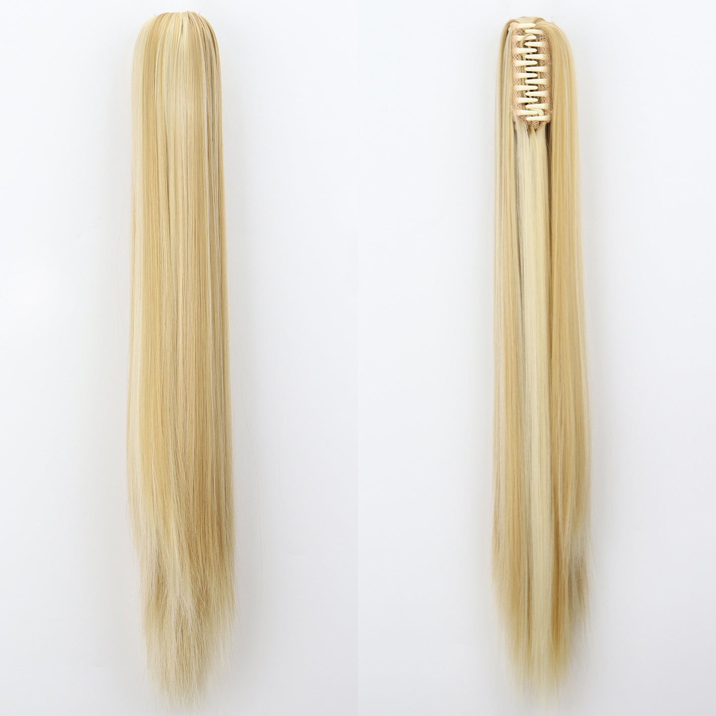 Long Straight Synthetic Wig with Ponytail Claw Clip - Chemical Fiber Hair Extension