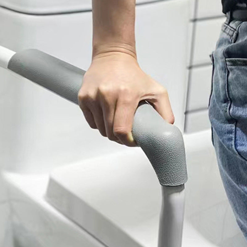 Punch-Free Toilet Armrest Safety Rail with Double Suction Cups - White