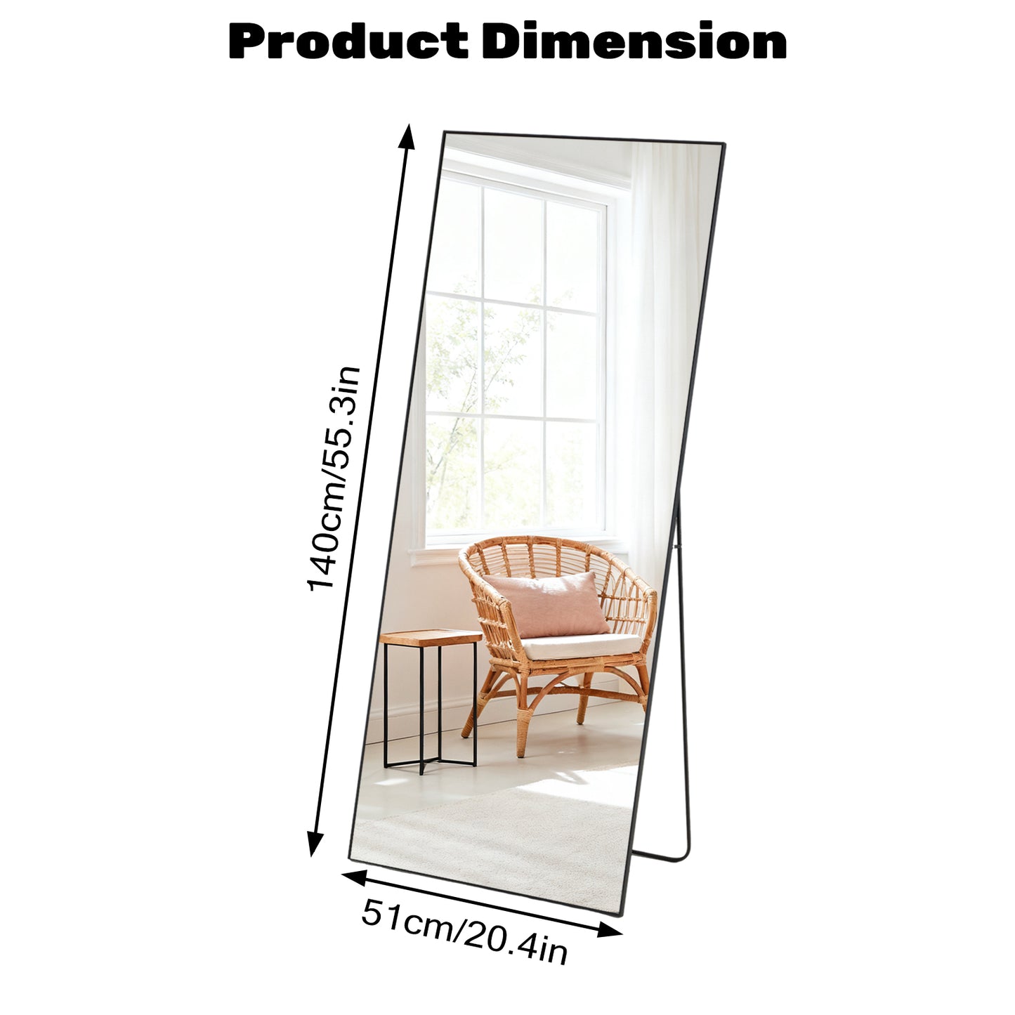 Rectangle Full Length Standing Mirror - Shatterproof Floor Mirror