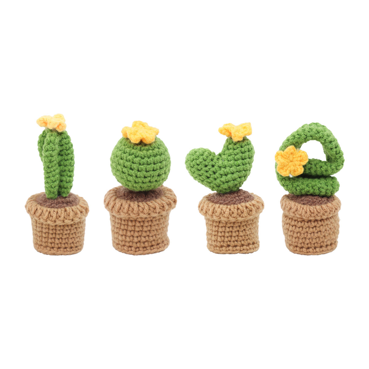 Handmade Crochet Love-Shaped Cactus Ornament Set Indoor Home Decor