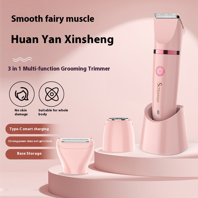 Women's Electric Three-in-One Lady Shaver - USB Rechargeable Body Razor Pink