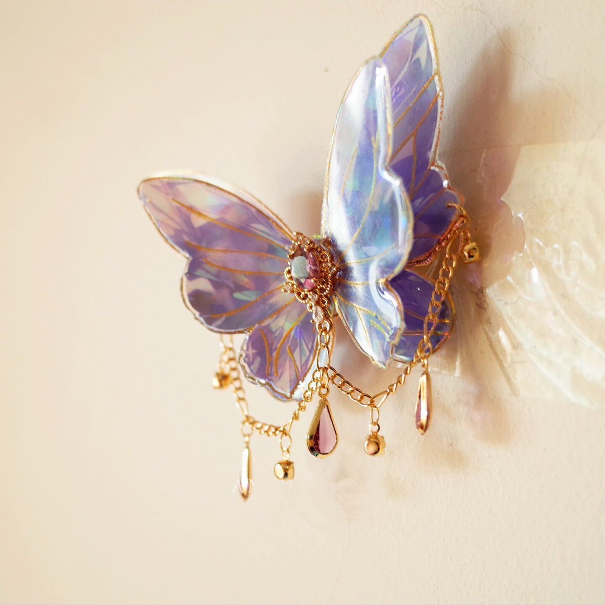 Retro Purple Butterfly Hair Clip with Tassel
