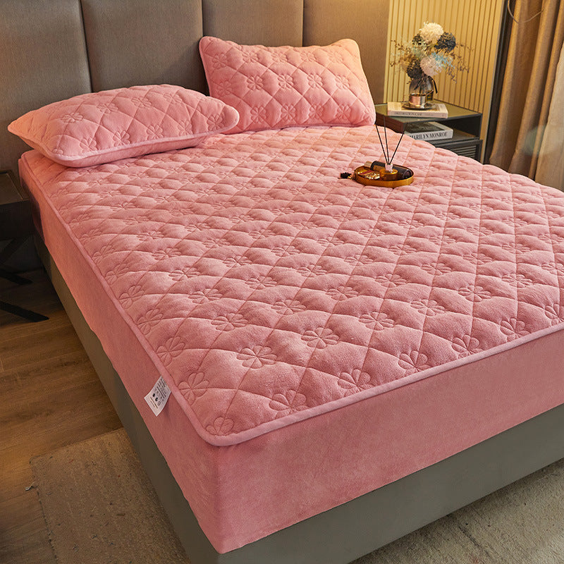 Milk Plush Cotton Fitted Bed Sheet - Soft, Warm & Durable Bedding