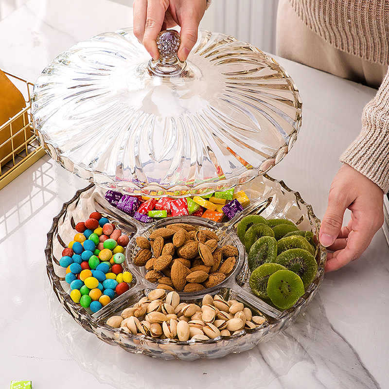 Elegant Crystal Glass Candy Dish - Vintage Tall Fruit Bowl