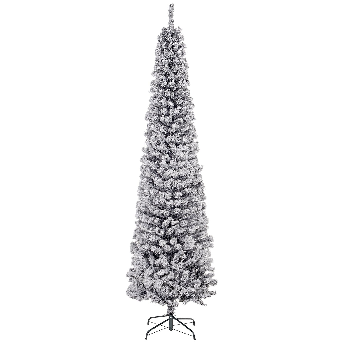 7.5ft Flocked Christmas Tree - Black Pencil Christmas Tree