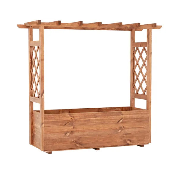 Natural Pine Wood Raised Garden Bed with Hanging Roof - Outdoor Planting
