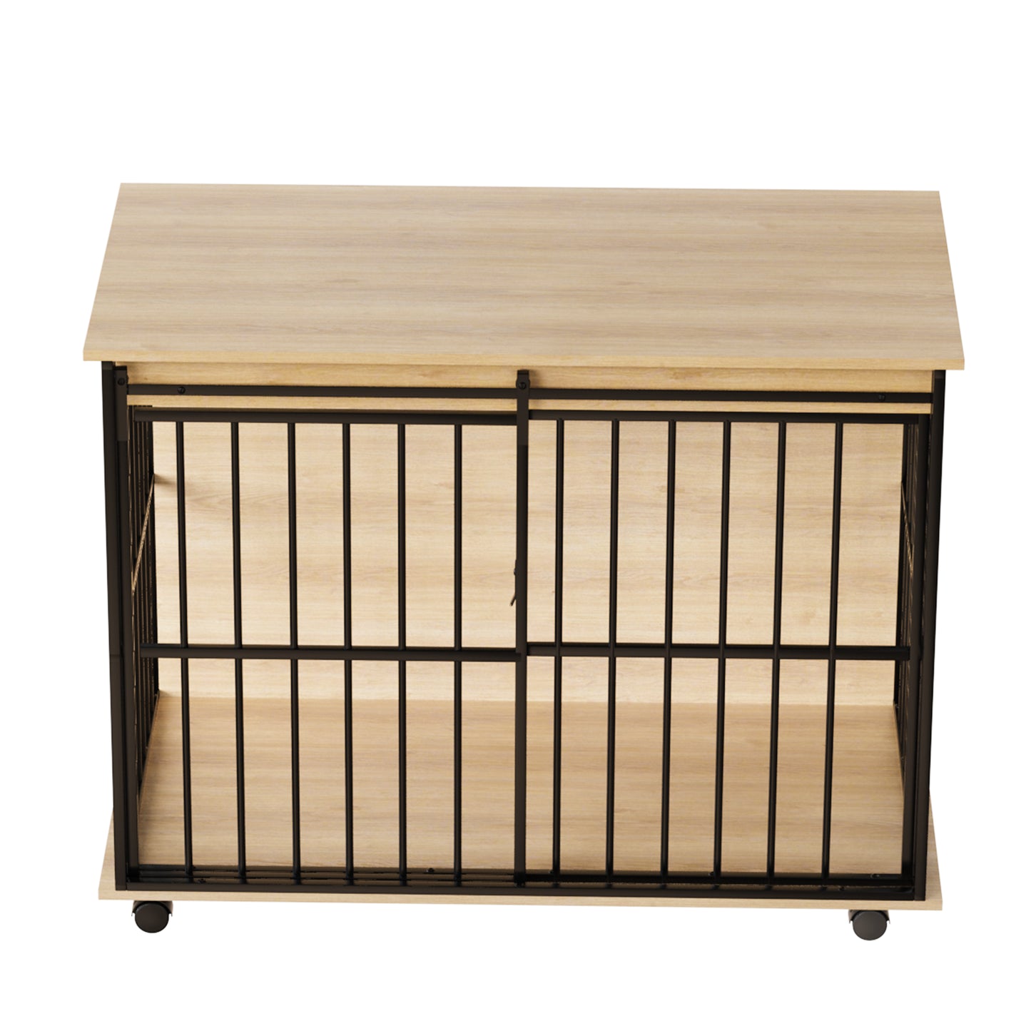 Large Wooden Dog Crate Furniture for Medium to Large Dogs - Black & Natural